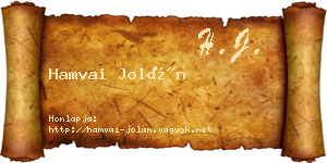 Hamvai Jolán névjegykártya