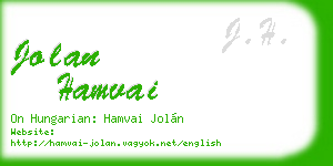 jolan hamvai business card