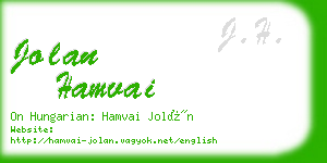 jolan hamvai business card
